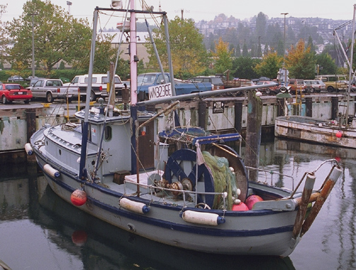 An older double-ended salmon gillnetter in Seattle